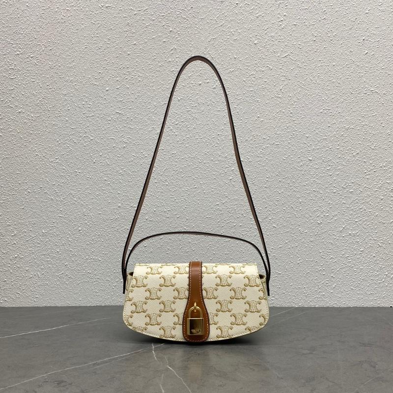 Celine Shoulder Handbag 101592 White Flower Brown